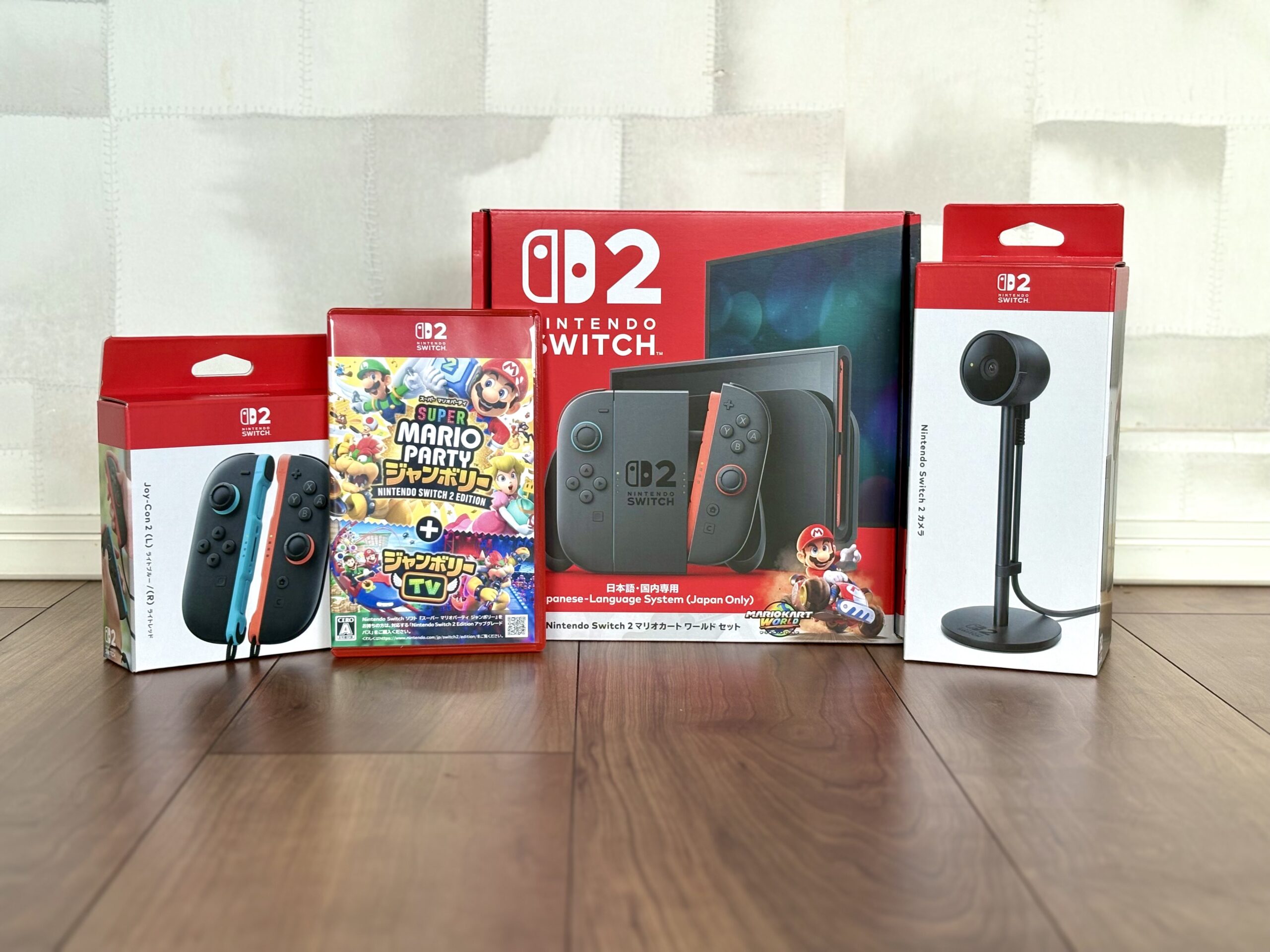 Switch2のマリオカートワールドセット、マリオパーティ、ジョイコン、カメラ